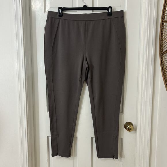 Isaac Mizrahi Live! Stretch Pull On Pants Ankle Zip Putty Brown‎ Sz 20 Career - Picture 1 of 4